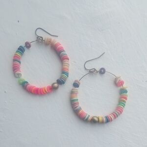 Multicolored Beaded Hoop Earrings